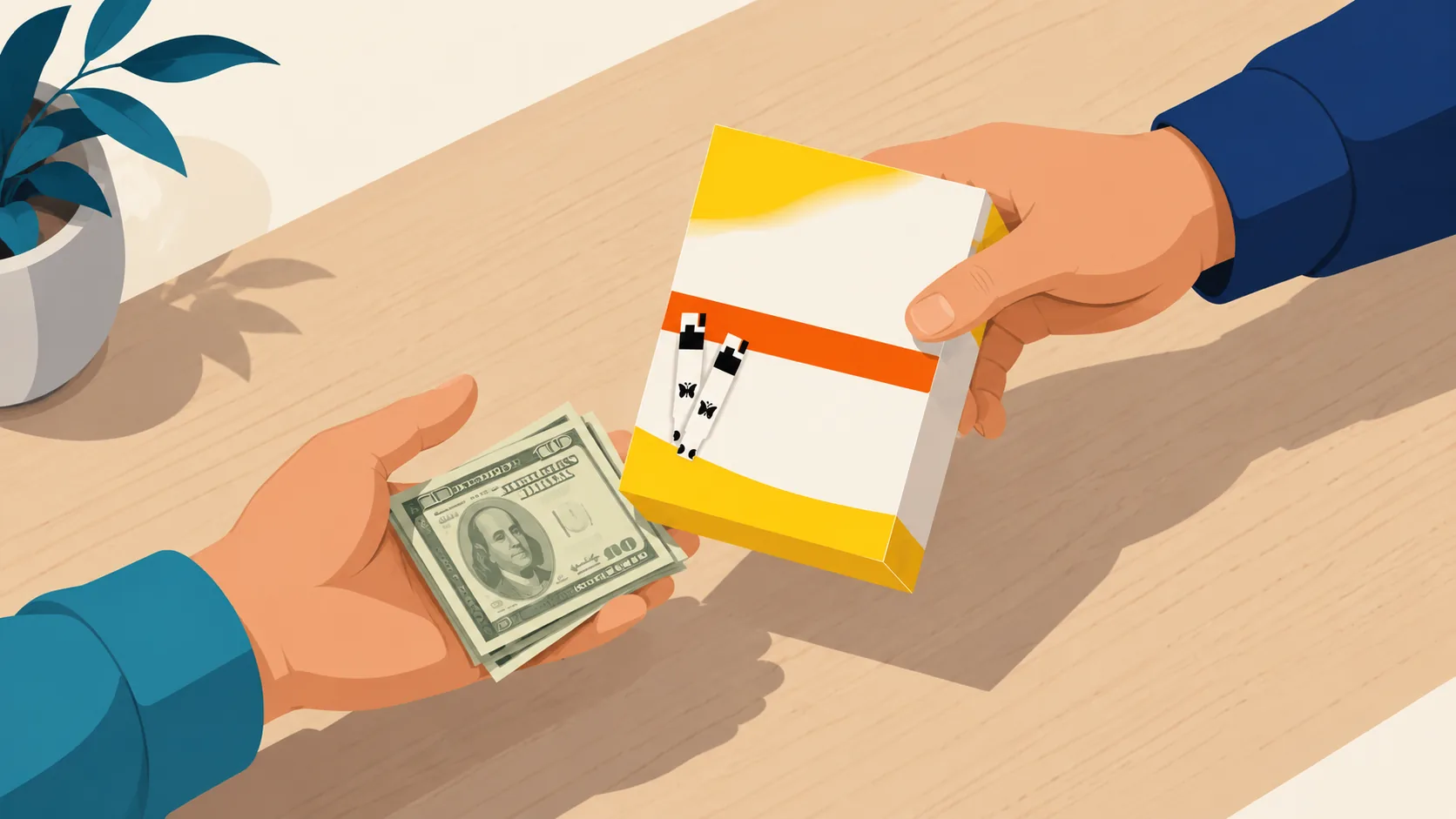A sealed box of diabetic test strips being exchanged for cash at a local pickup.